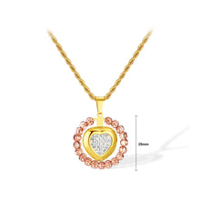 Load image into Gallery viewer, Fashion and Simple Plated Gold 316L Stainless Steel Heart-shaped Round Pendant with Cubic Zirconia and Necklace