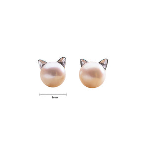 Fashion and Simple Cute Cat Imitation Pearl Stud Earrings