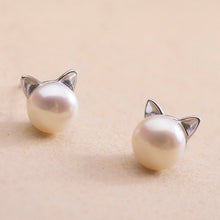 Load image into Gallery viewer, Fashion and Simple Cute Cat Imitation Pearl Stud Earrings