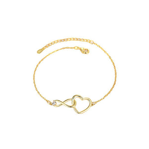 Fashion Simple Plated Gold Infinity Symbol Heart Bracelet with Cubic Zirconia