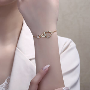 Fashion Simple Plated Gold Infinity Symbol Heart Bracelet with Cubic Zirconia