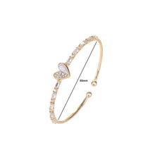 Load image into Gallery viewer, Fashion Simple Plated Gold Heart Shape Geometric Open Bangle with Cubic Zirconia