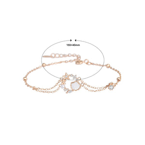 Fashion and Simple Plated Rose Gold Shell Starfish Double Layer Bracelet with Cubic Zirconia