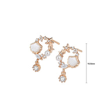 Load image into Gallery viewer, 925 Sterling Silver Plated Rose Gold Fashion Simple Shell Starfish Tassel Earrings with Cubic Zirconia