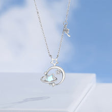 Load image into Gallery viewer, 925 Sterling Silver Fashion Temperament Star and Moon Pendant with Cubic Zirconia and Necklace