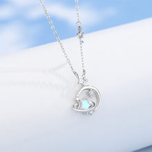 Load image into Gallery viewer, 925 Sterling Silver Fashion Temperament Star and Moon Pendant with Cubic Zirconia and Necklace