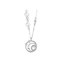 Load image into Gallery viewer, 925 Sterling Silver Fashion Simple Star Circle Moonstone Pendant with Cubic Zirconia and Necklace