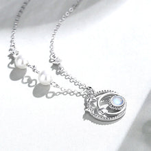 Load image into Gallery viewer, 925 Sterling Silver Fashion Simple Star Circle Moonstone Pendant with Cubic Zirconia and Necklace