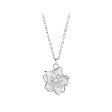Load image into Gallery viewer, 925 Sterling Silver Fashion and Sweet Enamel Jasmine Pendant with Cubic Zirconia and Necklace