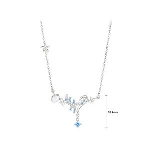 925 Sterling Silver Fashion Bright Shell Starfish Pendant with Cubic Zirconia and Necklace