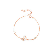 Load image into Gallery viewer, 925 Sterling Silver Plated Rose Gold Simple Sweet Butterfly Imitation Pearl Bracelet with Cubic Zirconia