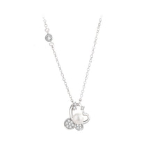 Load image into Gallery viewer, 925 Sterling Silver Simple Sweet Butterfly Imitation Pearl Pendant with Cubic Zirconia and Necklace