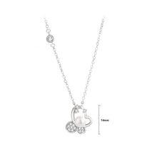 Load image into Gallery viewer, 925 Sterling Silver Simple Sweet Butterfly Imitation Pearl Pendant with Cubic Zirconia and Necklace