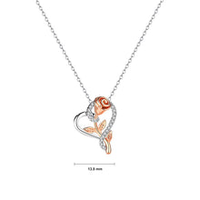Load image into Gallery viewer, 925 Sterling Silver Fashion and Elegant Rose Heart-shaped Pendant with Cubic Zirconia and Necklace