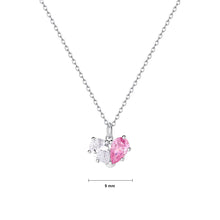 Load image into Gallery viewer, 925 Sterling Silver Simple Cute Heart Pendant with Pink Cubic Zirconia and Necklace