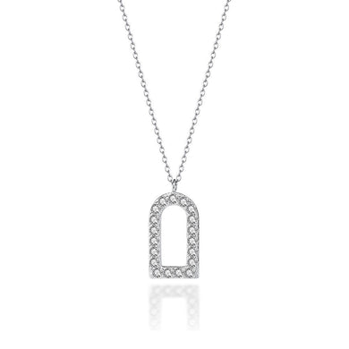 925 Sterling Silver Fashion and Simple Geometric Pendant with Cubic Zirconia and Necklace