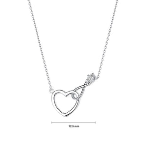 925 Sterling Silver Fashion and Simple Infinity Heart-shaped Pendant with Cubic Zirconia and Necklace