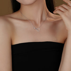 925 Sterling Silver Fashion and Simple Infinity Heart-shaped Pendant with Cubic Zirconia and Necklace
