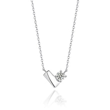 Load image into Gallery viewer, 925 Sterling Silver Fashion and Simple Geometric Heart Pendant with Cubic Zirconia and Necklace