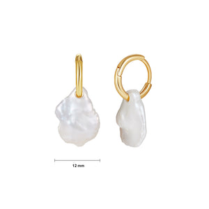 925 Sterling Silver Plated Gold Fashion and Personality Baroque Style Freshwater Pearl Geometric Earrings