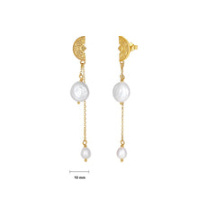 Load image into Gallery viewer, 925 Sterling Silver Plated Gold Fashion and Personality Baroque Style Freshwater Pearls Tassel Earrings