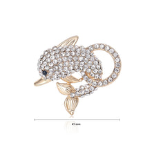 Load image into Gallery viewer, Fashion Cute Plated Gold Dolphin Brooch with Cubic Zirconia