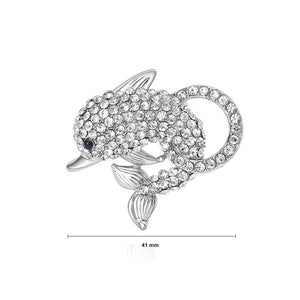 Fashion Cute Dolphin Brooch with Cubic Zirconia