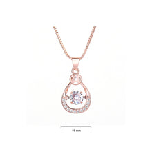 Load image into Gallery viewer, Fashion and Elegant Plated Rose Gold Water Drop Pendant with Cubic Zirconia and Necklace
