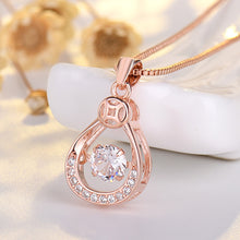 Load image into Gallery viewer, Fashion and Elegant Plated Rose Gold Water Drop Pendant with Cubic Zirconia and Necklace