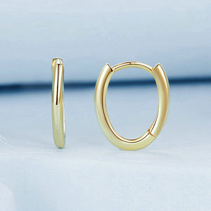 925 Sterling Silver Plated Gold Simple and Classic Fashion Oval Earrings