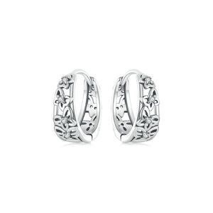 925 Sterling Silver Fashion Creative Butterfly Hollow Earrings