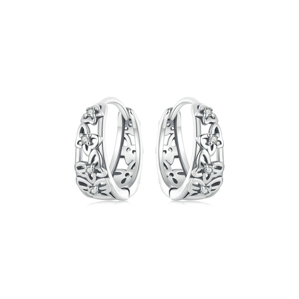 925 Sterling Silver Fashion Creative Butterfly Hollow Earrings