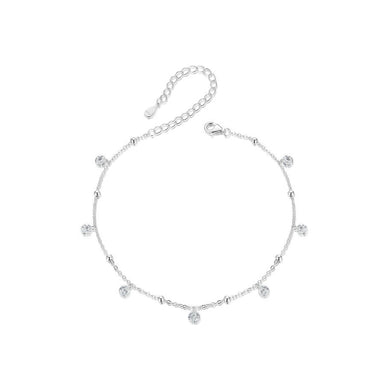 925 Sterling Silver Simple Fashion Geometric Anklet with Cubic Zirconia