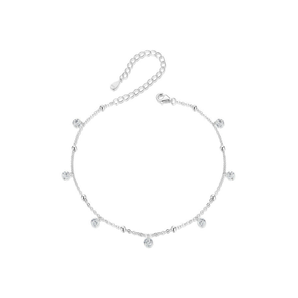 925 Sterling Silver Simple Fashion Geometric Anklet with Cubic Zirconia
