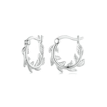 Load image into Gallery viewer, 925 Sterling Silver Fashion Simple Leaf Circle Earrings