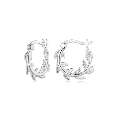 925 Sterling Silver Fashion Simple Leaf Circle Earrings