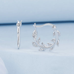 925 Sterling Silver Fashion Simple Leaf Circle Earrings