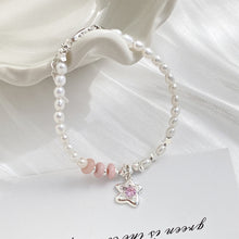 Load image into Gallery viewer, 925 Sterling Silver Fashion Temperament Starfish Imitation Pearl Beaded Bracelet with Cubic Zirconia
