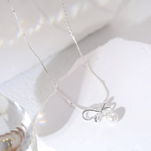Load image into Gallery viewer, 925 Sterling Silver Simple Sweet Ribbon Imitation Pearl Pendant with Necklace