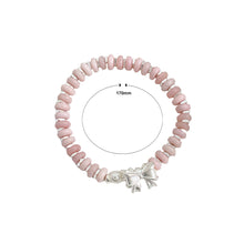 Load image into Gallery viewer, 925 Sterling Silver Fashion Sweet Ribbon Pink Beaded Bracelet