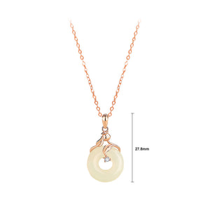 925 Sterling Silver Plated Rose Gold Fashion and Elegant Lily Of The Valley Peace Buckle Pendant with Cubic Zirconia and Necklace
