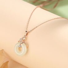 Load image into Gallery viewer, 925 Sterling Silver Plated Rose Gold Fashion and Elegant Lily Of The Valley Peace Buckle Pendant with Cubic Zirconia and Necklace
