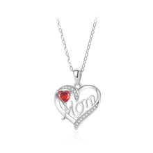Load image into Gallery viewer, 925 Sterling Silver Fashion Romantic MOM Heart Pendant with Red Cubic Zirconia and Necklace