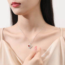 Load image into Gallery viewer, 925 Sterling Silver Fashion Romantic MOM Heart Pendant with Red Cubic Zirconia and Necklace
