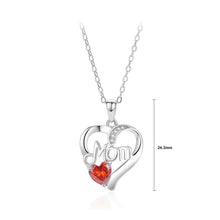 Load image into Gallery viewer, 925 Sterling Silver Fashion Temperament MOM Heart Pendant with Red Cubic Zirconia and Necklace