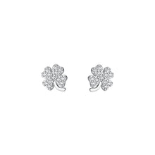 Load image into Gallery viewer, 925 Sterling Silver Simple Sweet Four-Leafed Clover Earrings with Cubic Zirconia