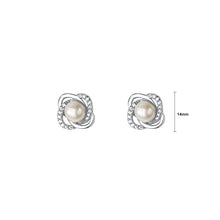 Load image into Gallery viewer, 925 Sterling Silver Simple Elegant Flower Imitation Pearl Stud Earrings with Cubic Zirconia