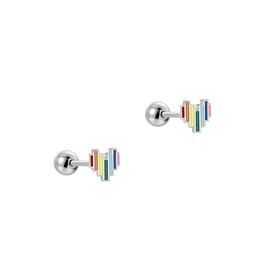 925 Sterling Silver Simple Sweet Colorful Heart-shaped Stud Earrings