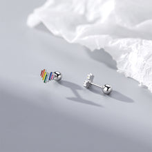 Load image into Gallery viewer, 925 Sterling Silver Simple Sweet Colorful Heart-shaped Stud Earrings