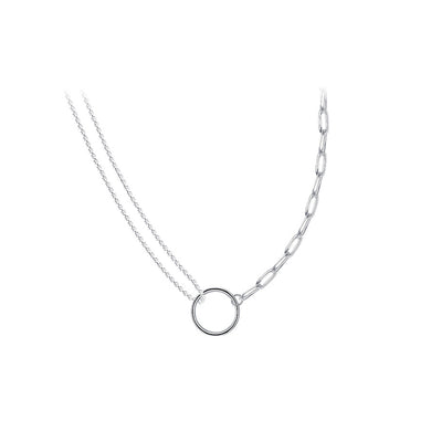 925 Sterling Silver Simple and Fashion Geometric Circle Pendant with Necklace